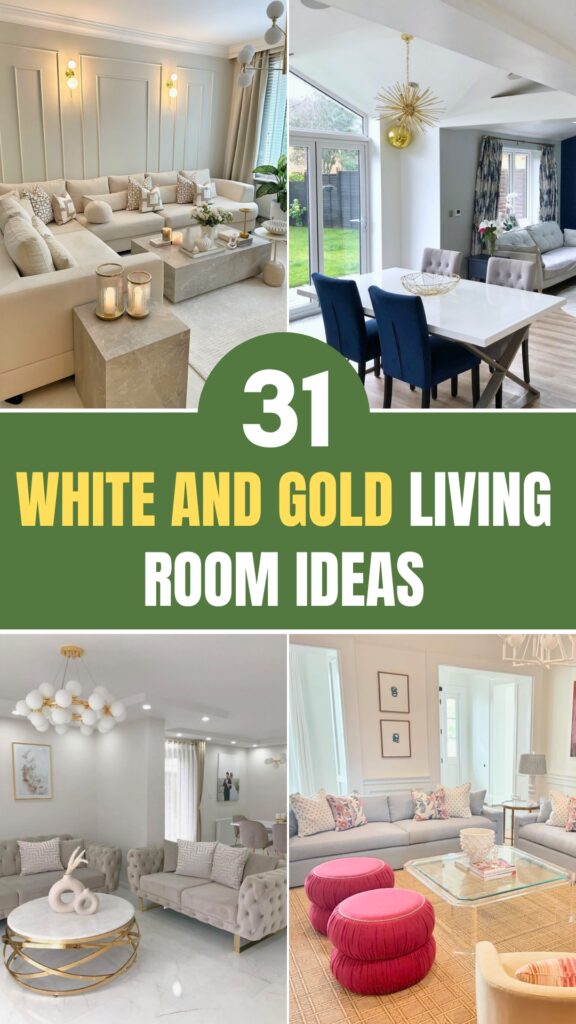 white and gold living room ideas